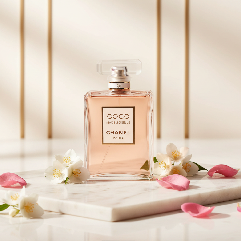 COCO Chanel perfume in luxurious setting